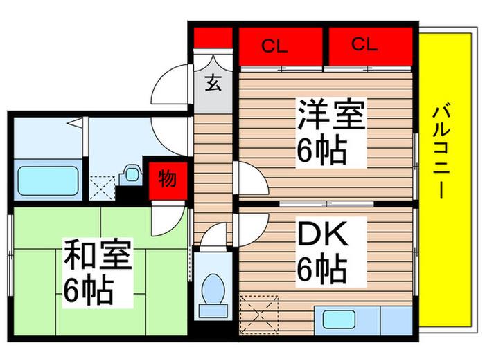 メゾン八千代台2号棟(2DK/1階)の間取り写真