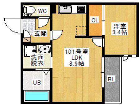 GRANDTIC ORANGEII(1LDK/1階)の間取り写真