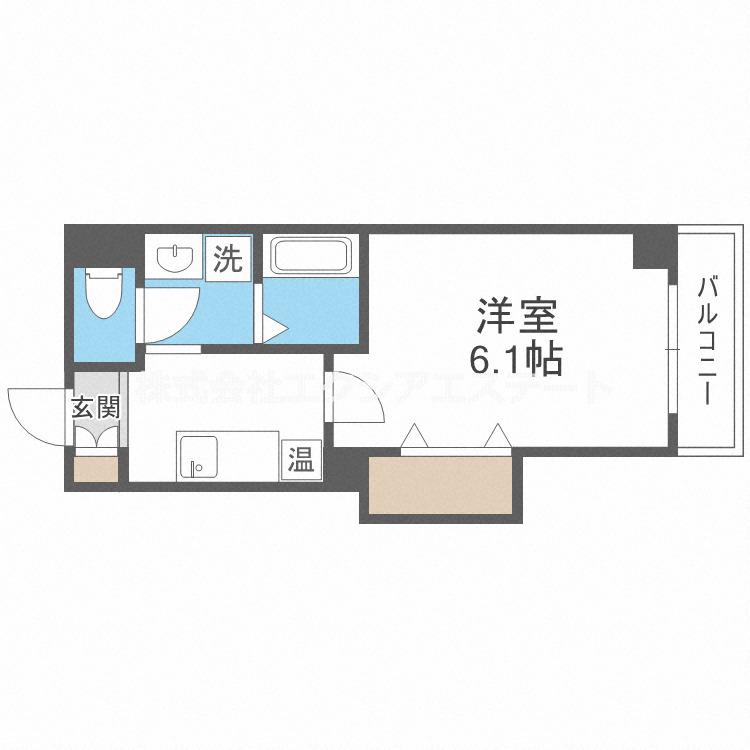 みおつくし清水丘(1K/2階)の間取り写真