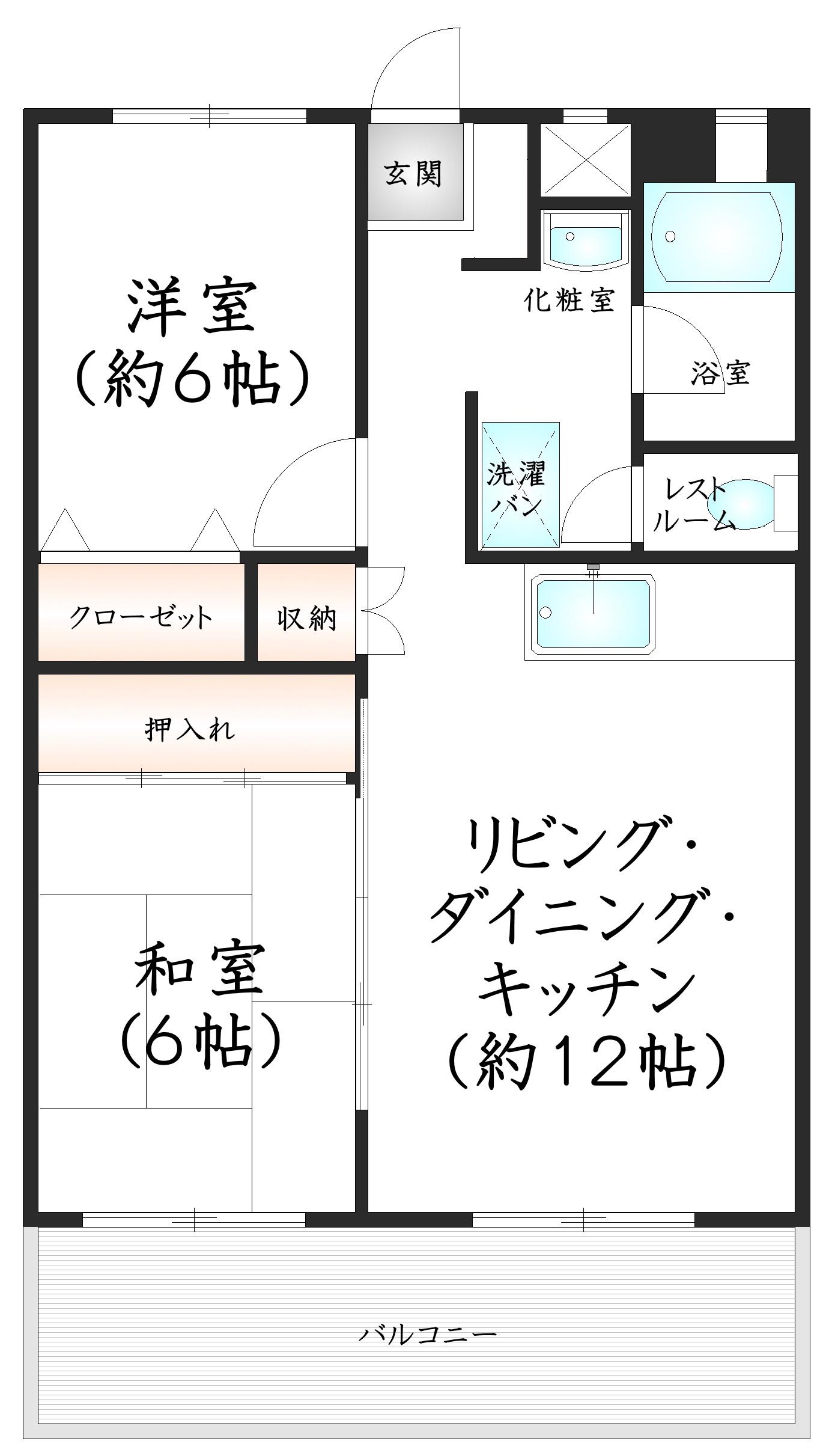 第15博多南IR BLD(2LDK/6階)の間取り写真