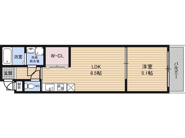 フジパレス城東諏訪Ⅴ番館(1LDK/2階)の間取り写真