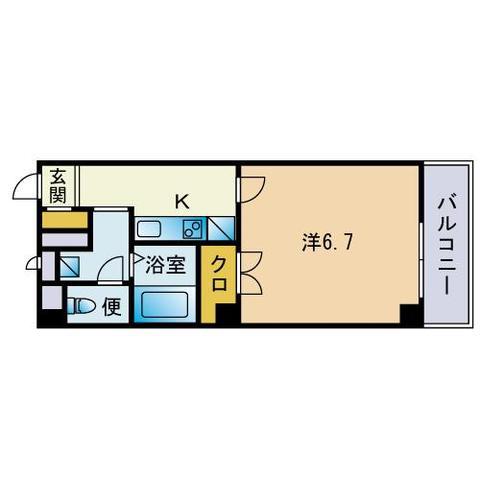 アンプルール・フェールNAGAO(1K/2階)の間取り写真