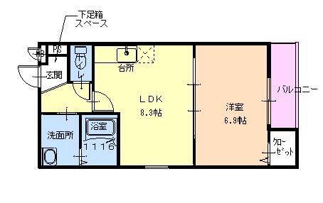 フジパレス幸栄(1LDK/2階)の間取り写真