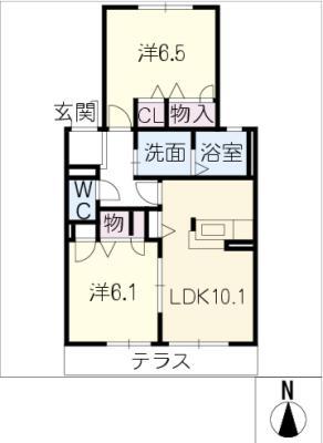 GREEN STAGE(2LDK/1階)の間取り写真