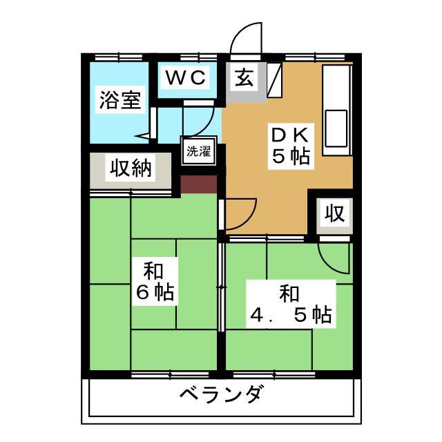 聖荘(2DK/2階)の間取り写真