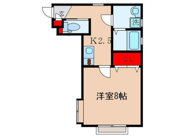 ライゴット(1K/2階)の間取り写真