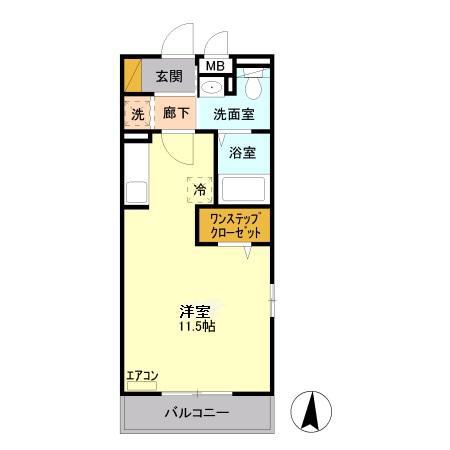 コモドKⅡ(ワンルーム/1階)の間取り写真