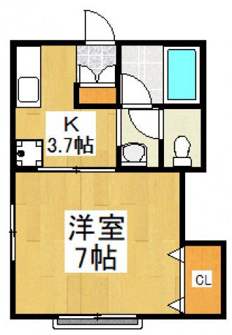 柳ハイツ(1K/1階)の間取り写真