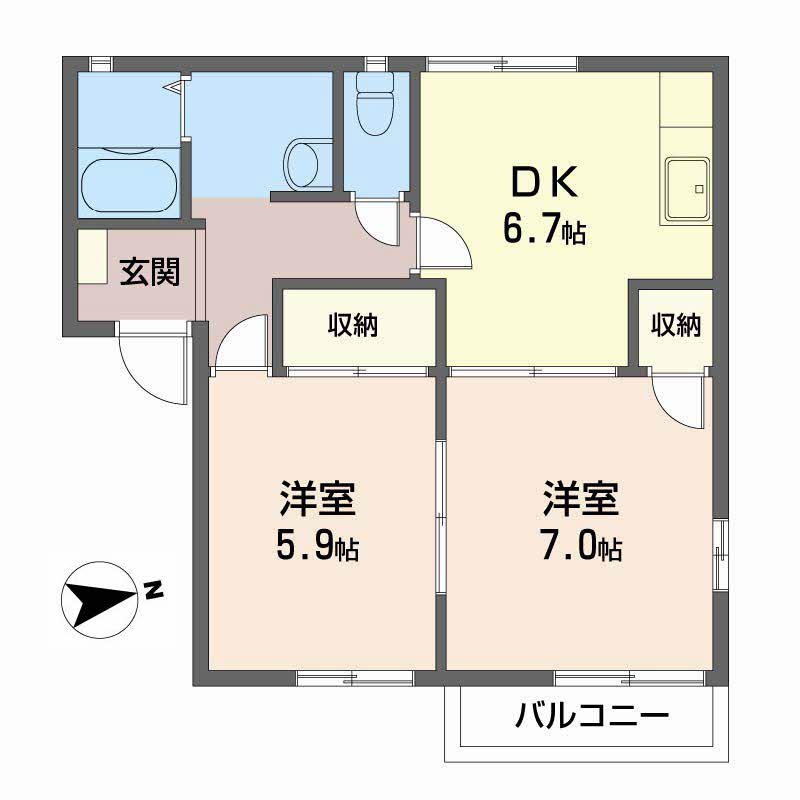 NKコーポ(2DK/1階)の間取り写真