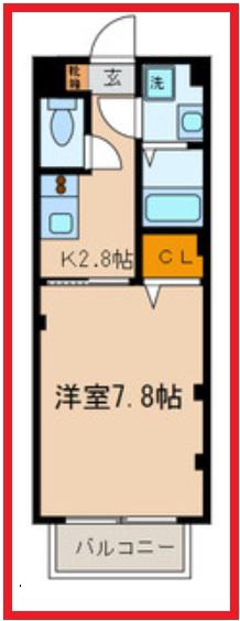 グランディール宮堀(1K/2階)の間取り写真