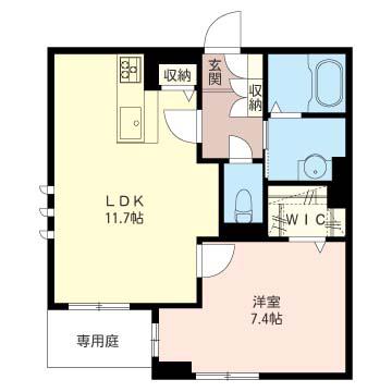 シャロームI(1LDK/1階)の間取り写真