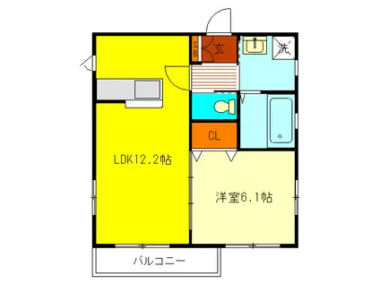 プリバード(1LDK/2階)の間取り写真