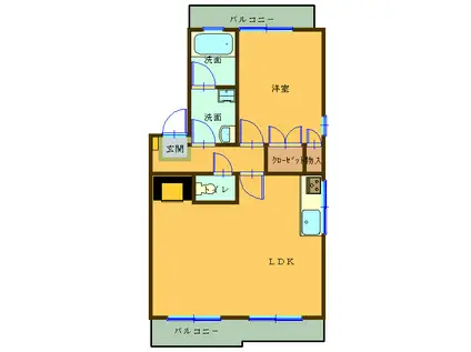 ヤマハハイツB(1LDK/3階)の間取り写真