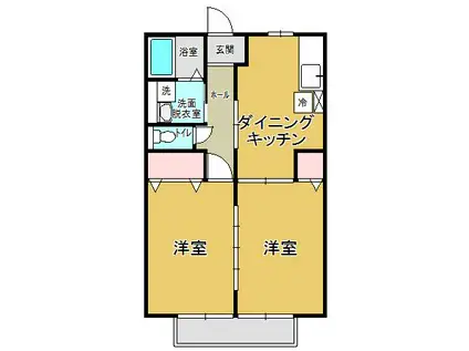 ハイムしおん(2DK/2階)の間取り写真