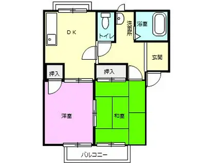 メゾンソレイユ(2DK/2階)の間取り写真