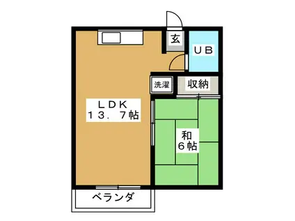 奈良マンション(1LDK/2階)の間取り写真