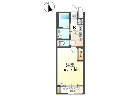 ティエードII(1K/1階)の間取り写真