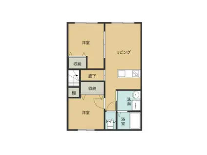 カーサ・ドマーニ(2DK/2階)の間取り写真