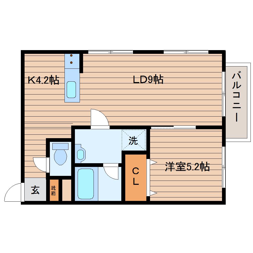 渡幸ベルメゾンDOG&CATIII(1LDK/2階)の間取り写真