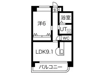 TS IORI(1LDK/6階)の間取り写真