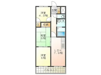 エクセル中川原(3DK/1階)の間取り写真