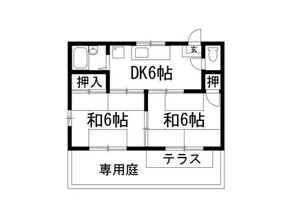 ファミール仁川Ⅰ(2DK/1階)の間取り写真
