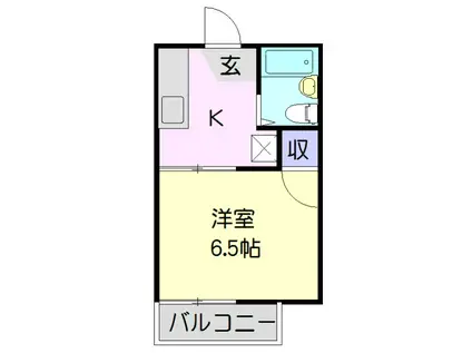 ヴィラ白鳥(1K/2階)の間取り写真