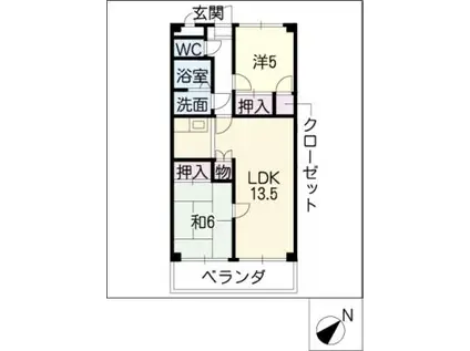 カーサ昭和(2LDK/4階)の間取り写真