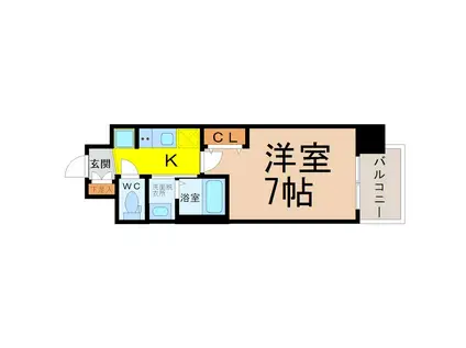 エステムコート名古屋鶴舞シエル(1K/2階)の間取り写真