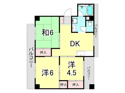 安田コーポ(3DK/4階)の間取り写真