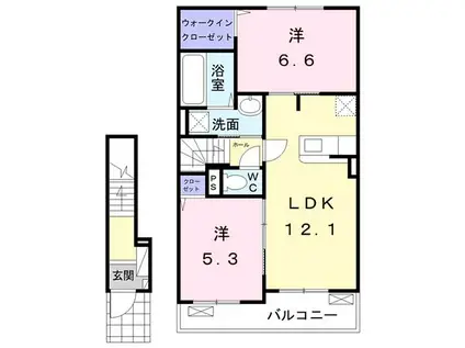 サンライト桜II(2LDK/2階)の間取り写真