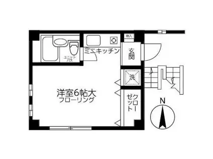 ローラン千駄木(ワンルーム/2階)の間取り写真