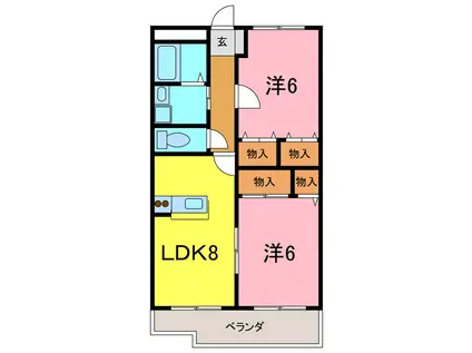 和泉乃郷 II号館(2LDK/2階)の間取り写真