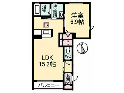シャーメゾン桂花(1LDK/1階)の間取り写真