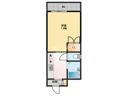 ルネス・ヨコタ(1K/4階)の間取り写真