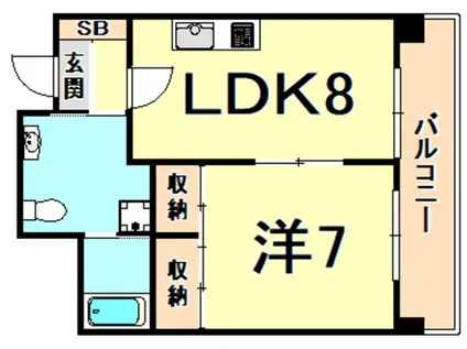 エスペランサ藤井2(1LDK/3階)の間取り写真