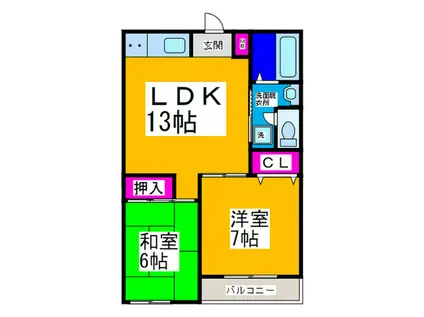 パルコート山田(2LDK/2階)の間取り写真