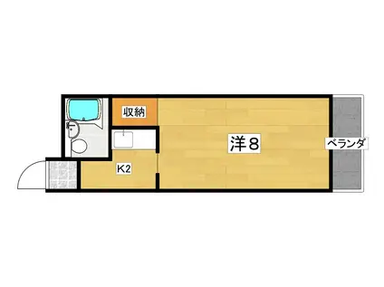 まるきハイツ東大利(1K/2階)の間取り写真