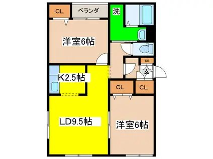 レジェンド(2LDK/2階)の間取り写真