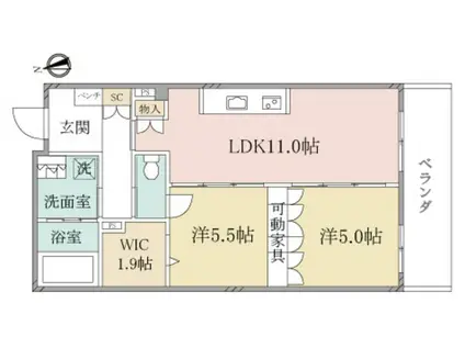 ヘーベルヴィレッジ豊玉南2丁目VILLAGE TOKU(2LDK/3階)の間取り写真