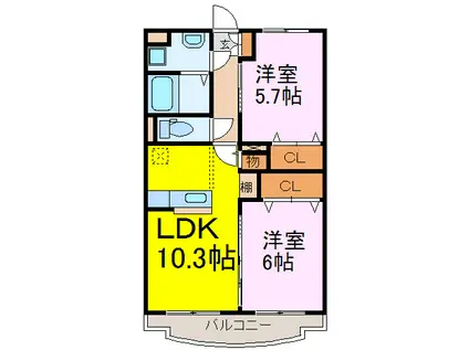 グラン・ジュテPARTI(2LDK/1階)の間取り写真