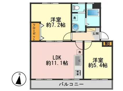 小川マンション(2LDK/3階)の間取り写真