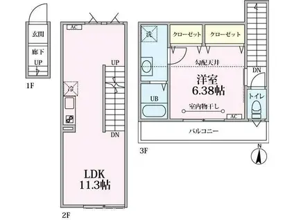 エクセルコート桜台(1LDK/2階)の間取り写真