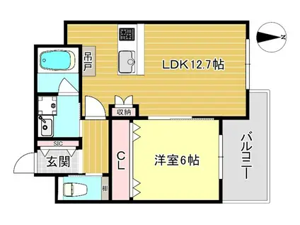 プランドール大宮(1LDK/3階)の間取り写真
