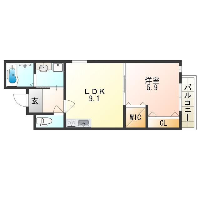チェリーブロッサムV番館(1LDK/2階)の間取り写真