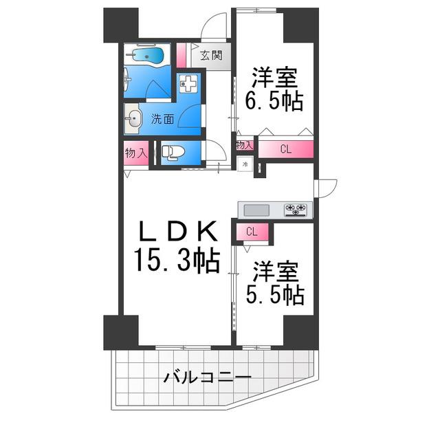 グランドポー(2LDK/7階)の間取り写真