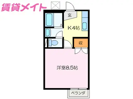 マイランドパートII(1K/3階)の間取り写真