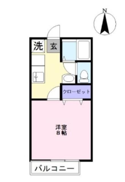 ビッグウェイ中庄C(1K/2階)の間取り写真