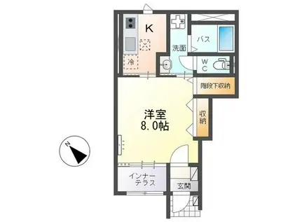 アンポワロー(1K/1階)の間取り写真