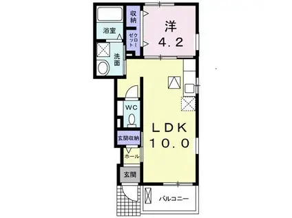 ベルソレイユII(1LDK/1階)の間取り写真